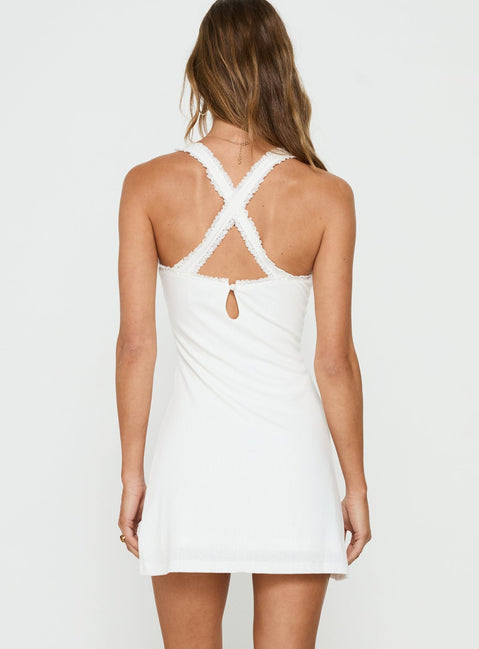 Elliena Pointelle Mini Dress White