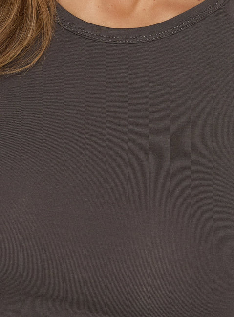 Corabella High Scoop Tank Top Dark Grey