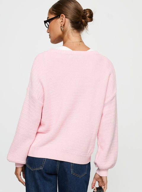 Melzo Crew Neck Knit Sweater Pink
