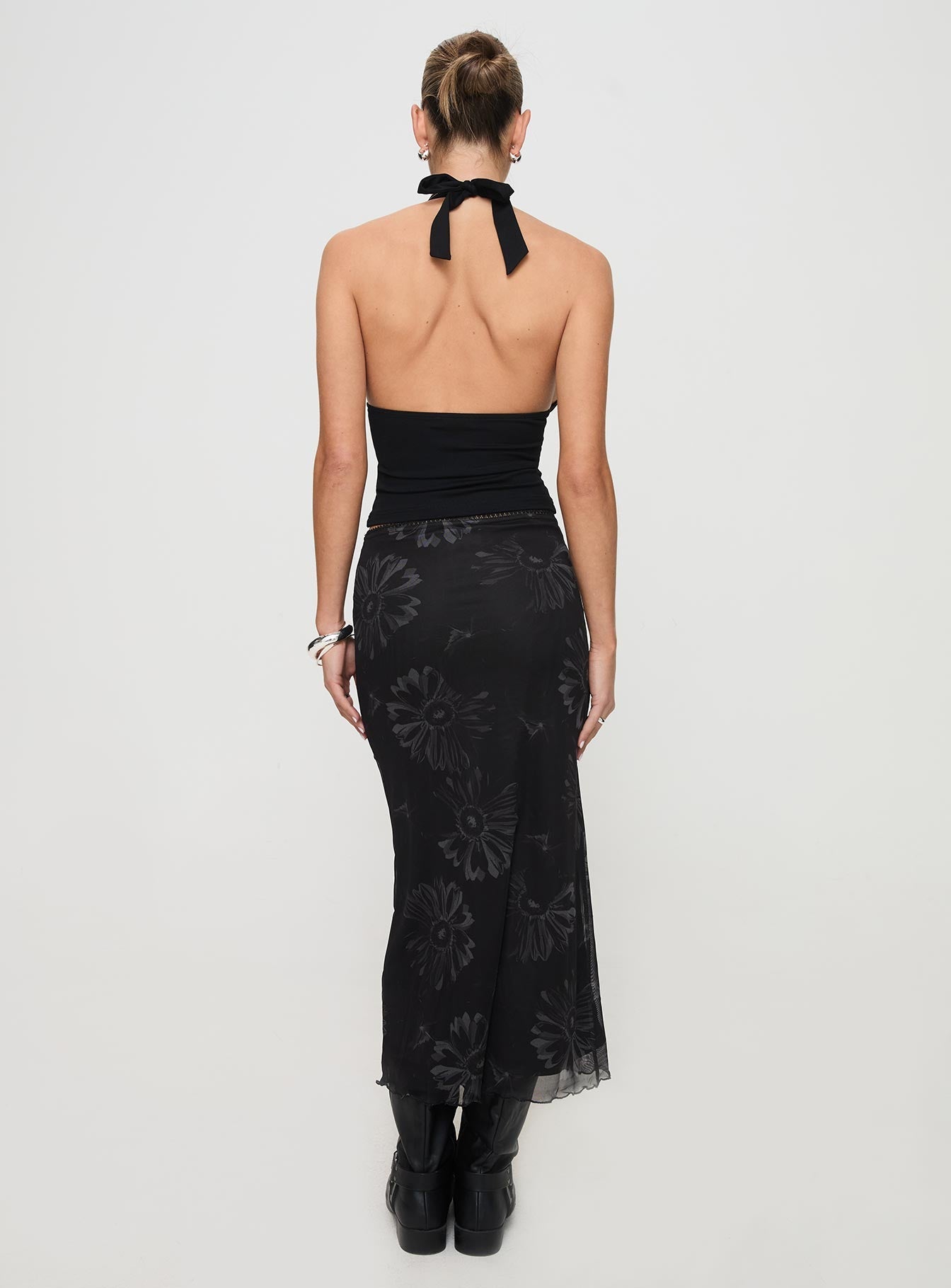 Eleazar Mesh Maxi Skirt Black