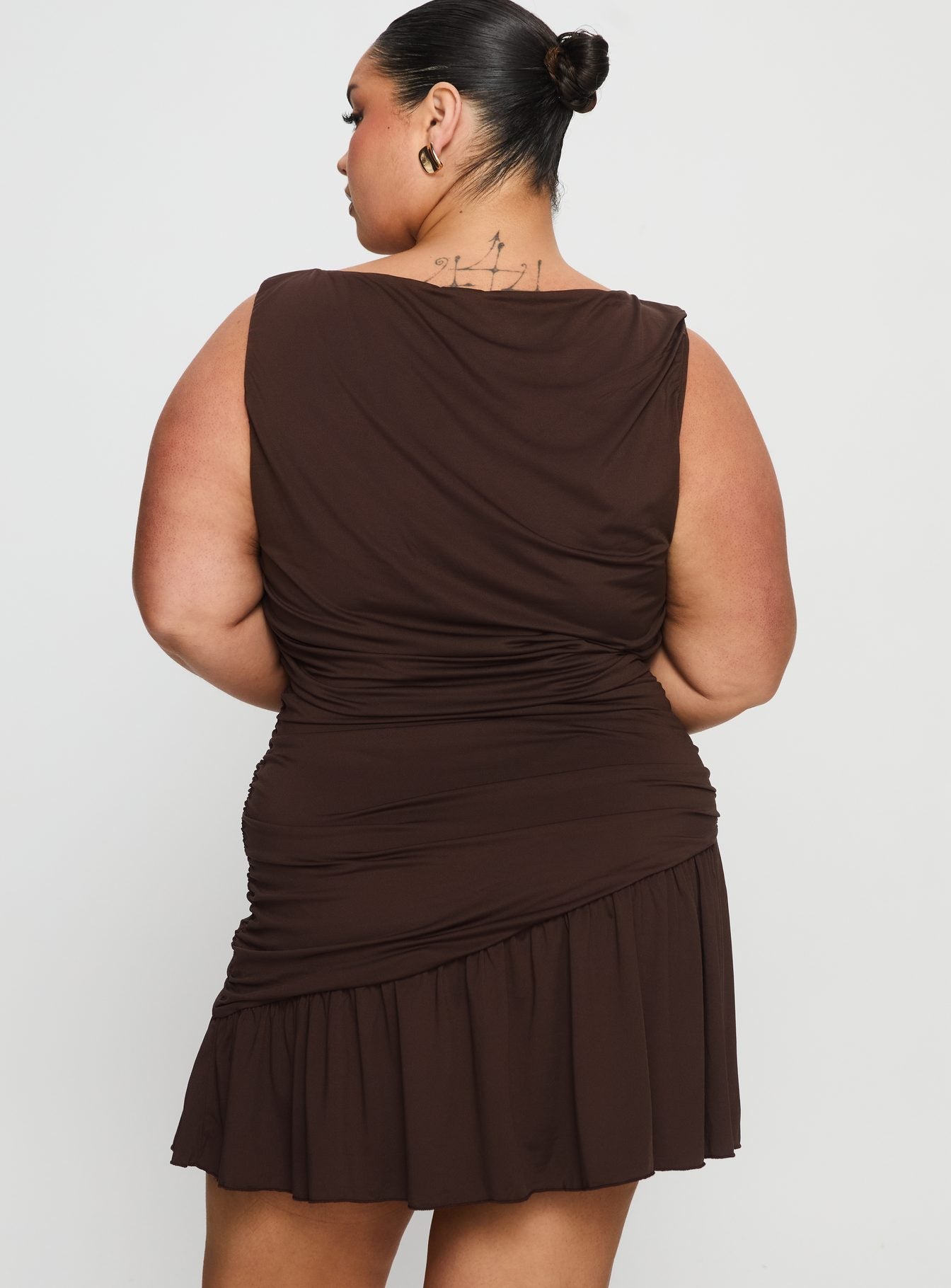 Mind Reader Ruched Mini Dress Brown Curve