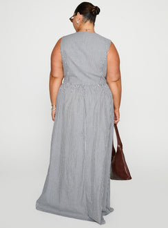 Pokey Maxi Dress Black / White Stripe Curve