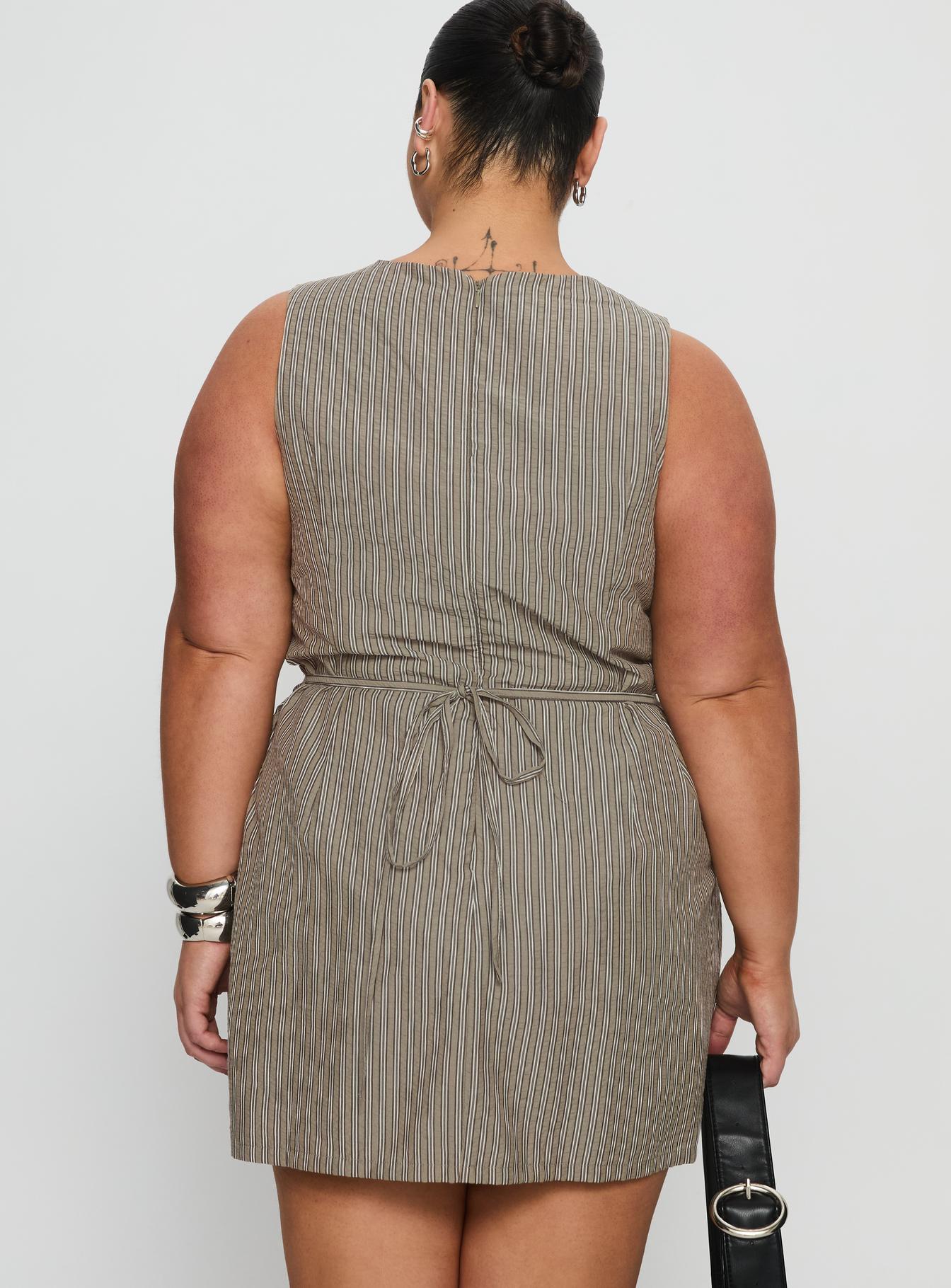 Yumiko Romper Green Stripe Curve