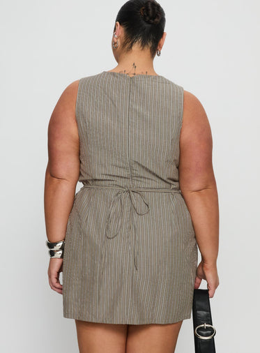 Yumiko Romper Green Stripe Curve