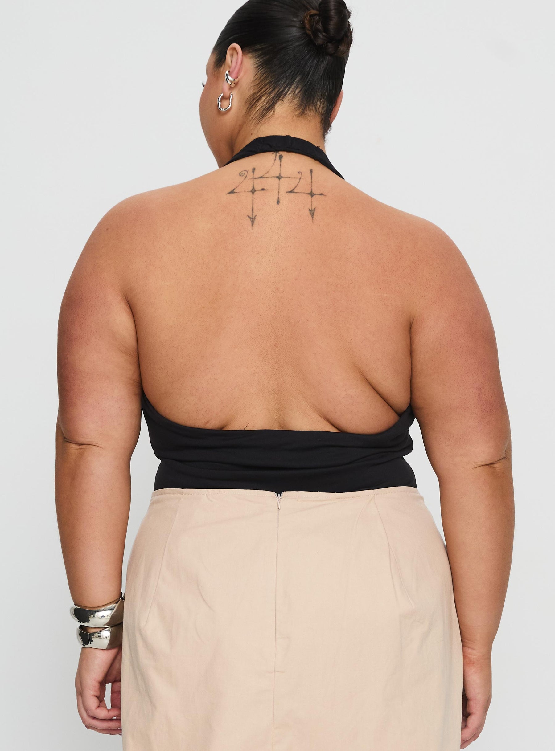 Someone New Halter Bodysuit Black Curve