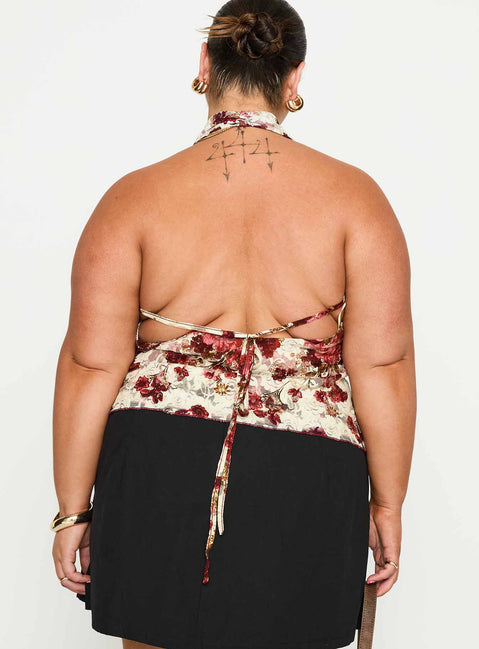 Capulet Halter Cowl Top Floral Curve
