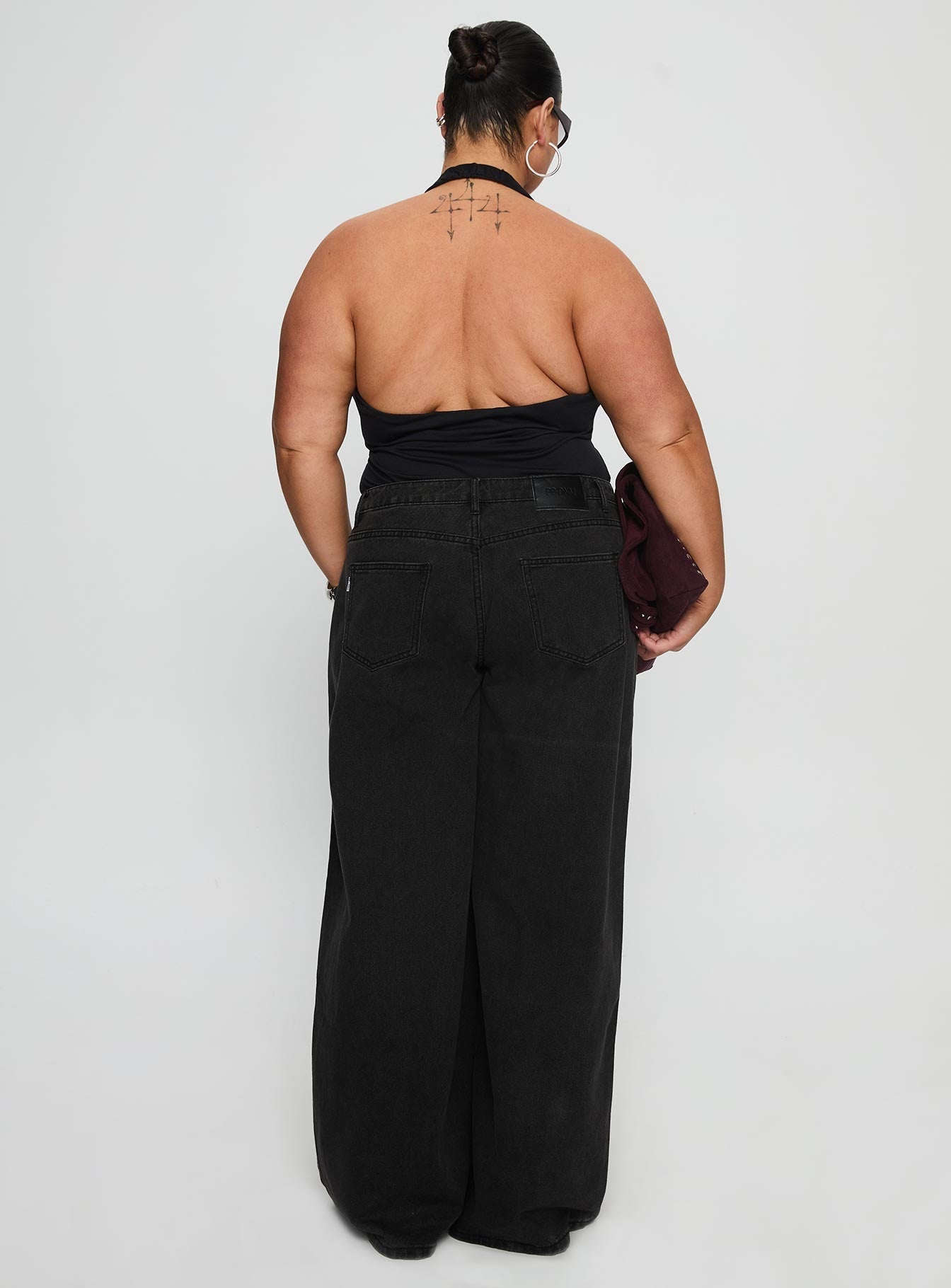 Ramos Low Rise Wide Leg Jeans Washed Black Curve