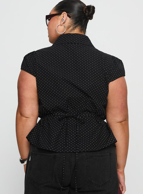 Arianwyn Short Sleeve Shirt Black Polka Curve