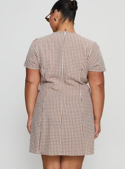Loveliness Playsuit Brown Check Curve