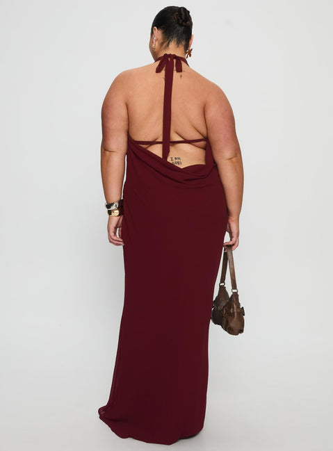 Vortexa Halter Maxi Dress Currant Curve
