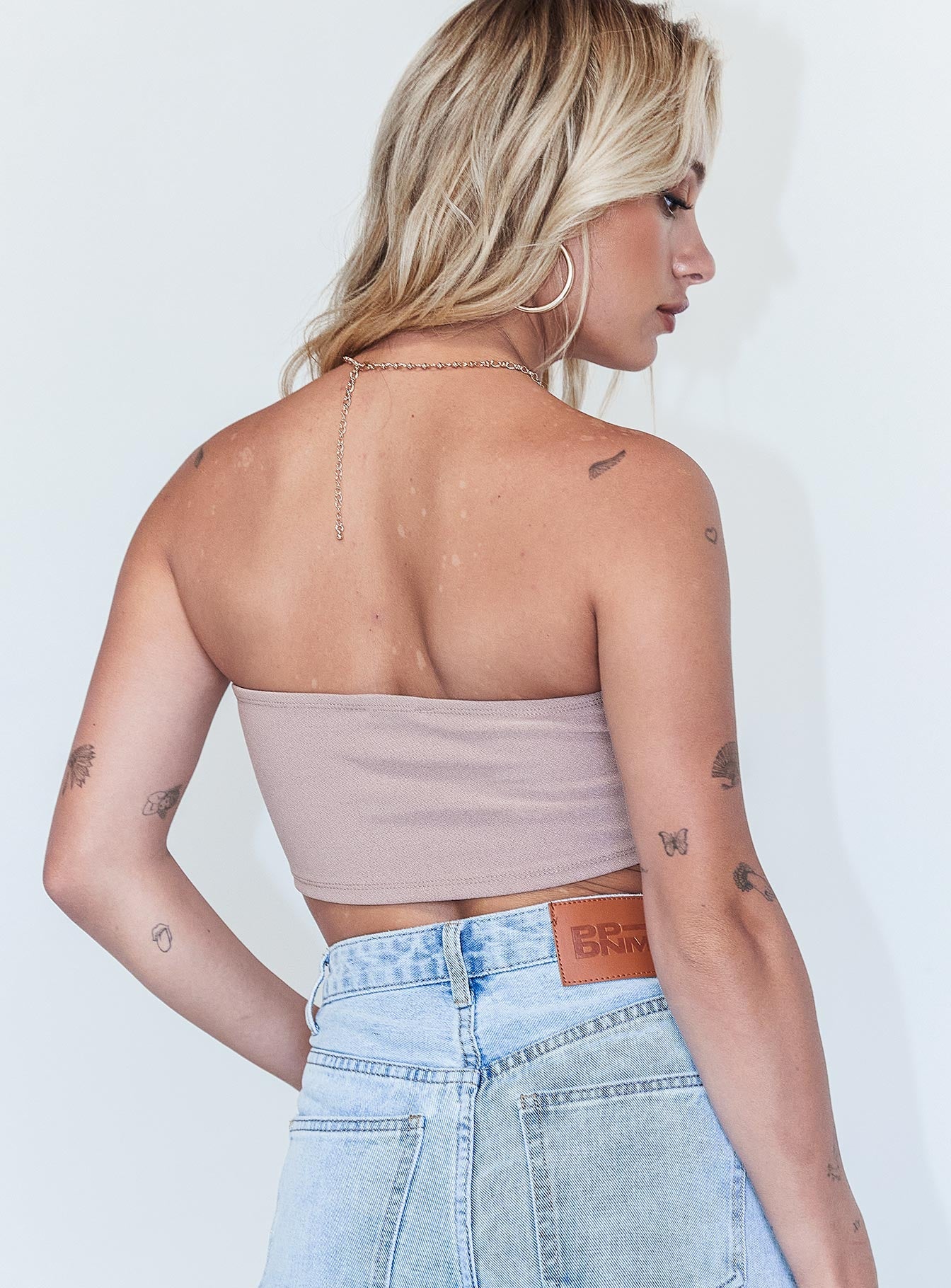 back view of model wearing Princess Polly Kerlin Top Brown 