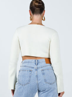 product Princess Polly Full Sleeves Scoop Neck  Rosette Knit Top Cream