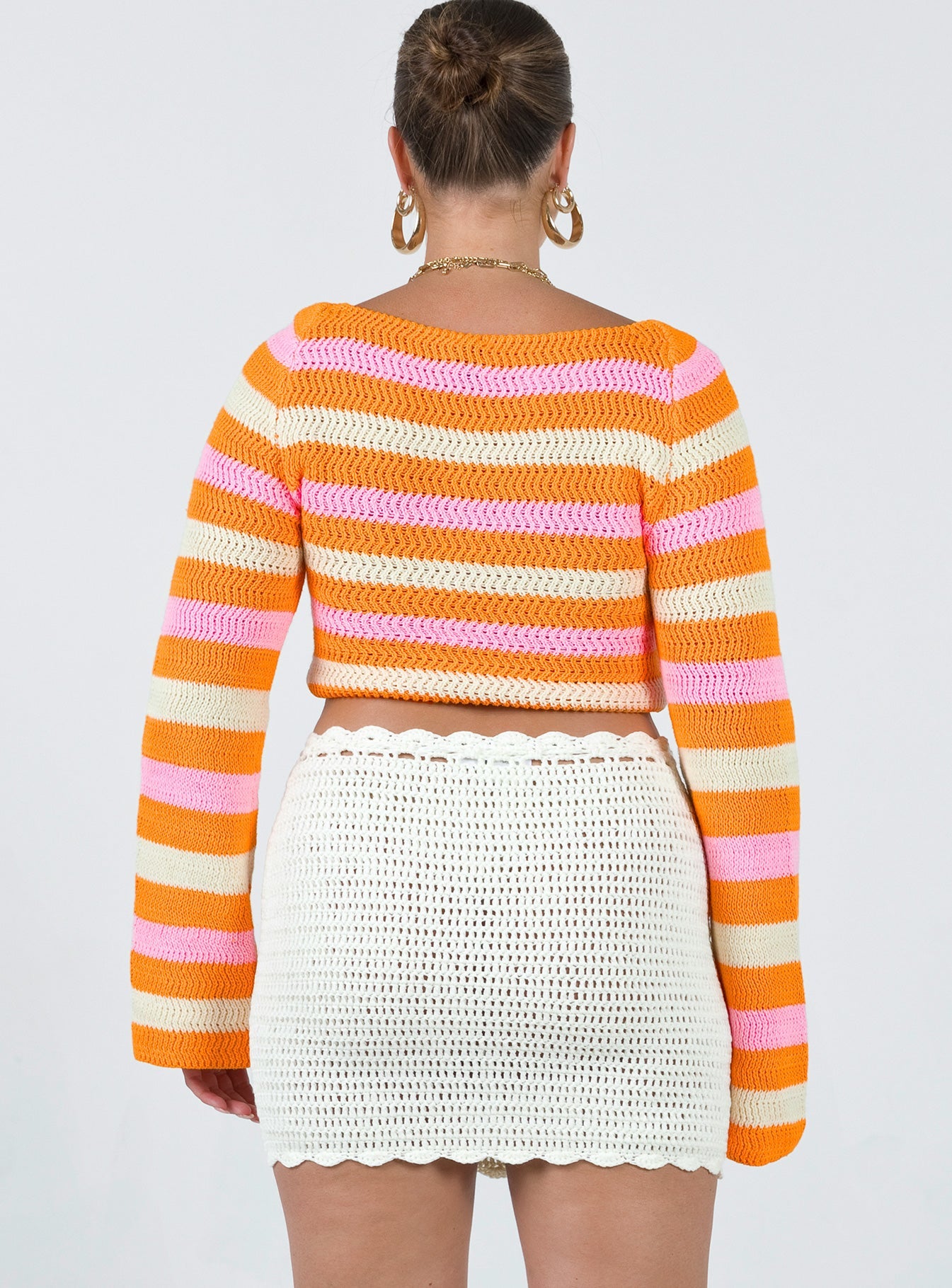 Front view of model wearing  front Mirrabook Crochet Mini Skirt White Princess Polly  Mini Skirts 