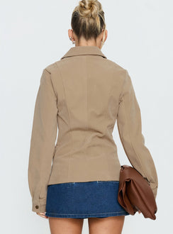 Ryzen Faux Suede Fitted Jacket Stone