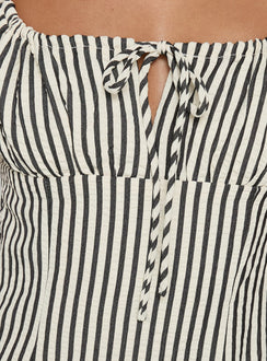 Vespar Tie Detail Maxi Dress Black / Cream Stripe
