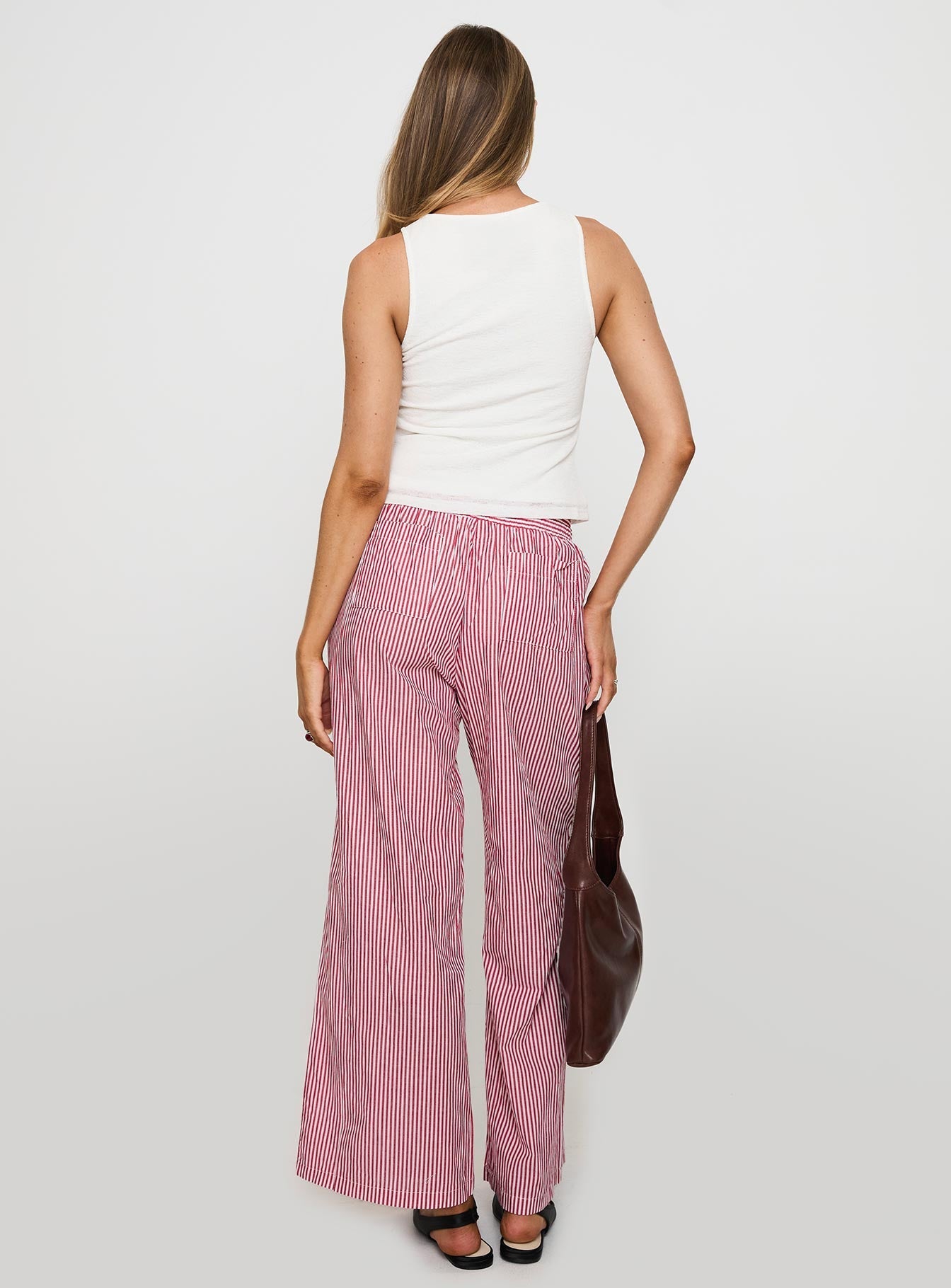 Holiday Tie Front Pants Red/White Stripe