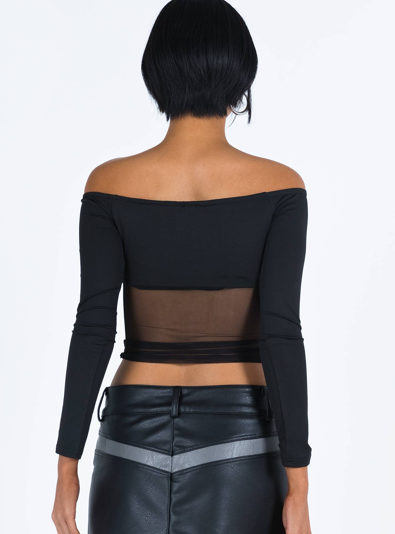 product Princess Polly Full Sleeves Asymmetric Neckline  Keeley Off The Shoulder Top Black