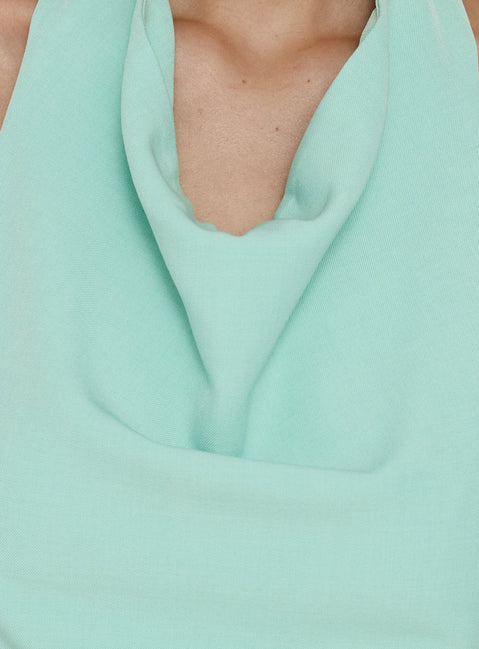 Luena Cowl Neck Belted Mini Dress Mint