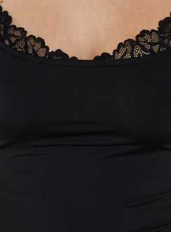 Spring To Summer Lace Trim Mini Dress Black