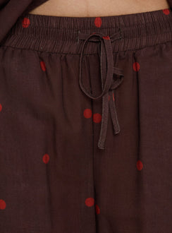 Bellara Tie Waist Pants Chocolate / Red Polka Dot