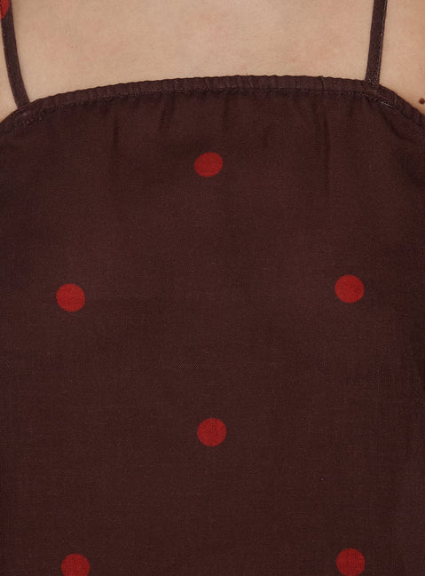 Bellara Longline Cami Top Chocolate / Red Polka Dot