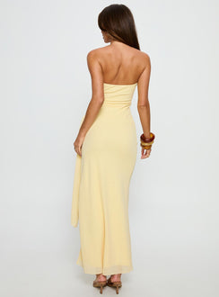 Analeah Strapless Maxi Dress Lemon Yellow