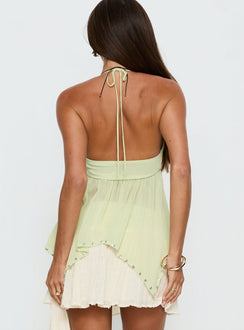 Wistie Asymmetrical Beaded Top Green