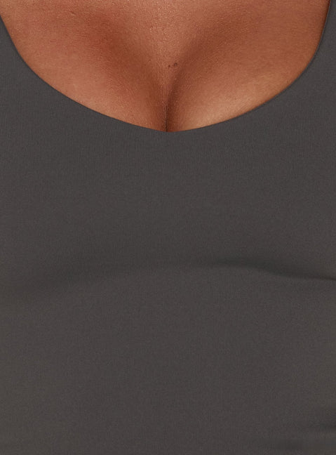 Daily Define V Neck Tank Top Charcoal