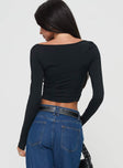Long sleeve top Cropped style, slim fit, asymmetric neckline Good stretch, unlined  Princess Polly Lower Impact 