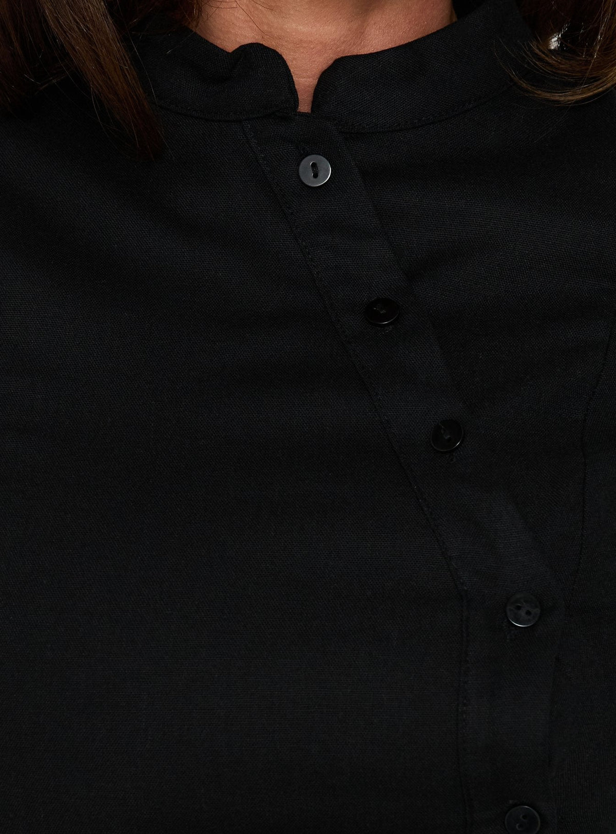 Kerstin Asymmetric Button Down Top Black