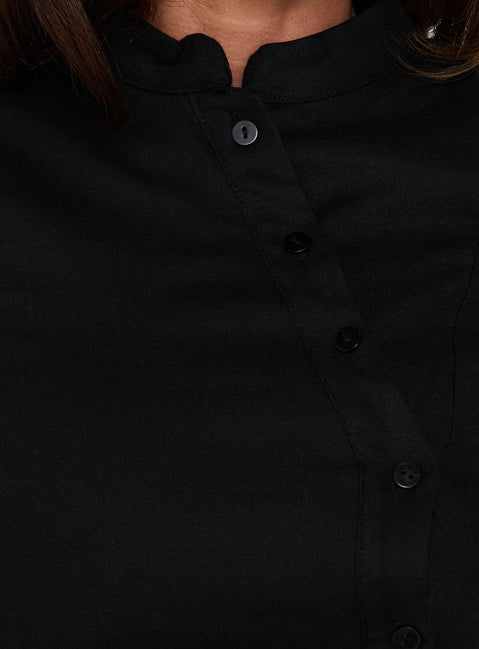 Kerstin Asymmetric Button Down Top Black