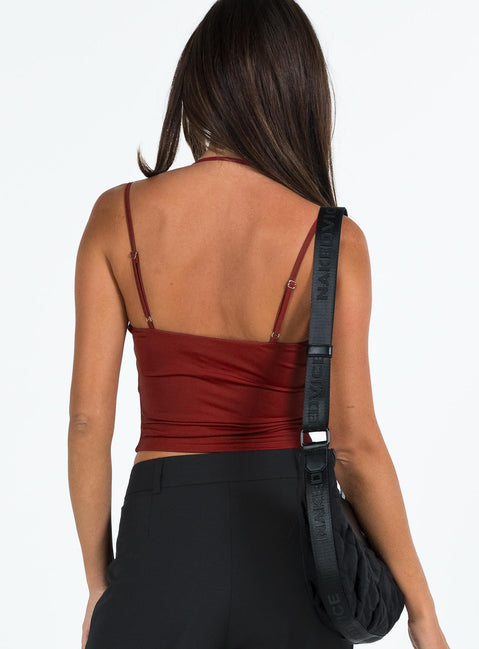 product Princess Polly Sleeveless High Neck  Macee Top Burgundy