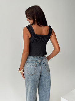 Crop top Broderie anglaise, fixed shoulder straps, tie fastening at front, split hem Non-stretch, lined bust