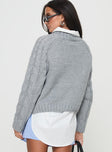Cable knit sweater Turtle neck, ribbed trim detail Slight stretch, unlined 