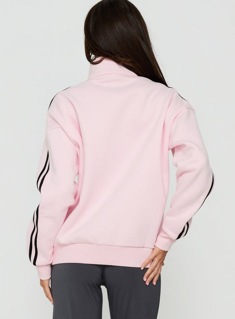 Keeran Funnel Neck Fleece Jumper Pink / Black