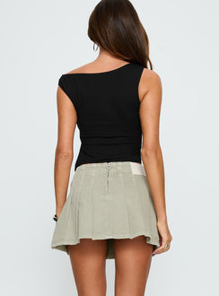 back view of model wearing Princess Polly Zeina Cargo Pleat Mini Skirt Washed Green Mini Skirts 