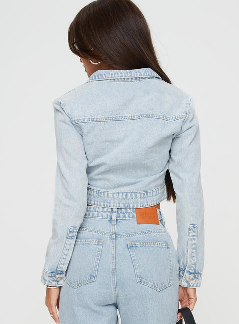 Denim jacket Moto style, zip fastening at front, lapel collar, button fastening at cuff