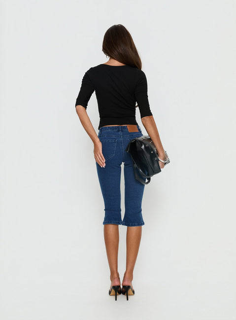 Kissimo Kick Flare Capri Pants Indigo Blue