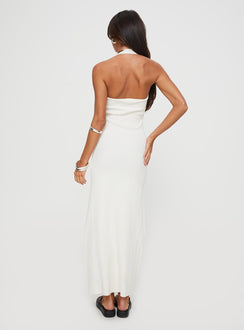 Knit maxi dress Halter neck, scooped neckline Good stretch, unlined 