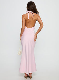 Everina Halter Lace Maxi Dress Pink