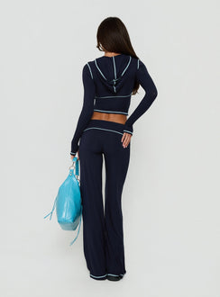 Kimberlyn Jersey Straight Leg Pants Navy