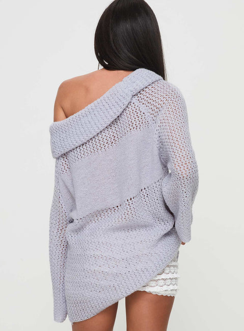 Knit sweater Off-the-shoulder style, fold at bust, oversized fit Slight stretch, unlined 