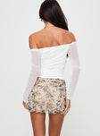 Meredith Ruched Mini Skirt Brown Floral