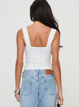 White crop top Fixed shoulder straps lace detailing on bust