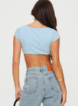 Pointelle crop top Scooped neckline, cap sleeve Good stretch, lined body