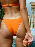 Bikini bottoms Shine material, tie side design, cheeky cut bottoms, gold-toned hardware  Good stretch, fully lined