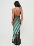 Maxi dress Graphic print, sheer material, scoop neckline, tie fastenings at back  Non-stretch, unlined 
