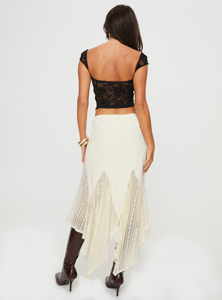 Cream Maxi Skirt With Lace Inserts main image 1