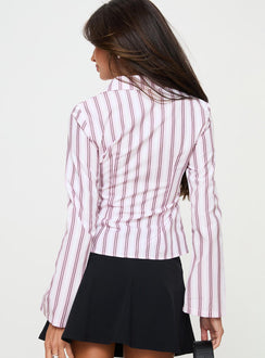 Long sleeve shirt Slim fitting, pinstripe print, classic collar, flared sleeves, button fastening at fronT