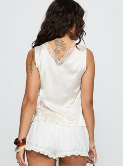 Night Spell Satin Top Champagne